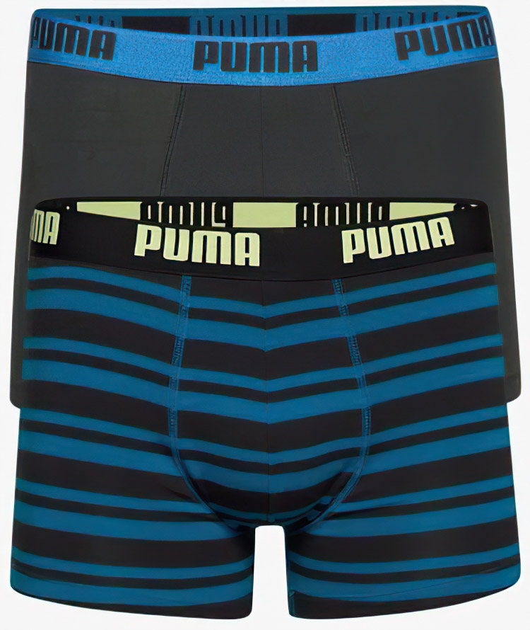 Pánské boxerky Puma Heritage Stripe Boxer 2-Pack Petrol Blue|M
