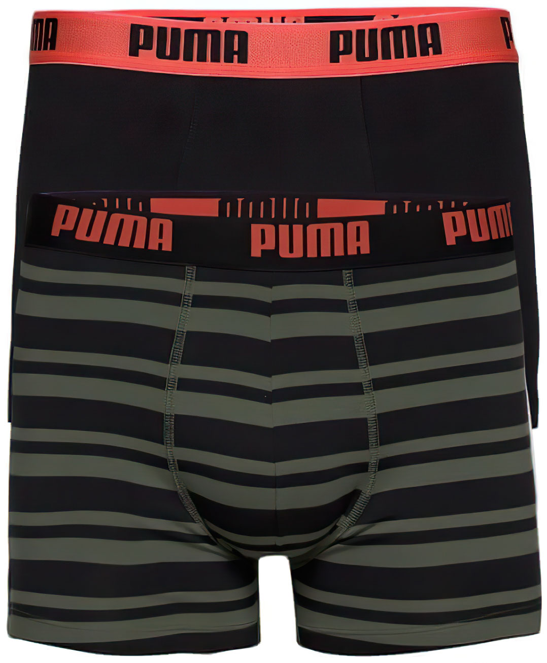 Pánské boxerky Puma Heritage Stripe Boxer 2-Pack Army Green|XL