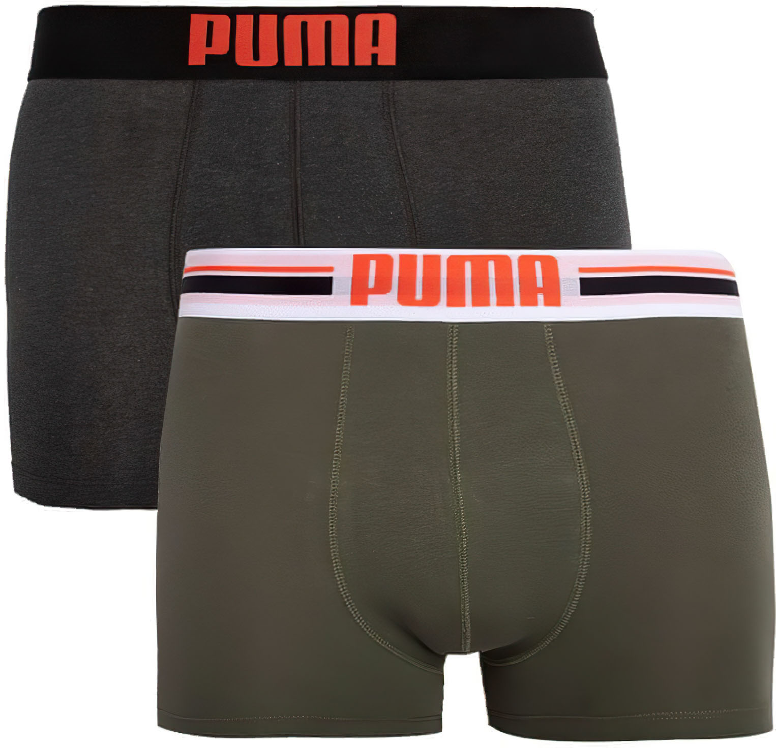 Pánské boxerky Puma Placed Logo Boxer 2-Pack Army Green|S