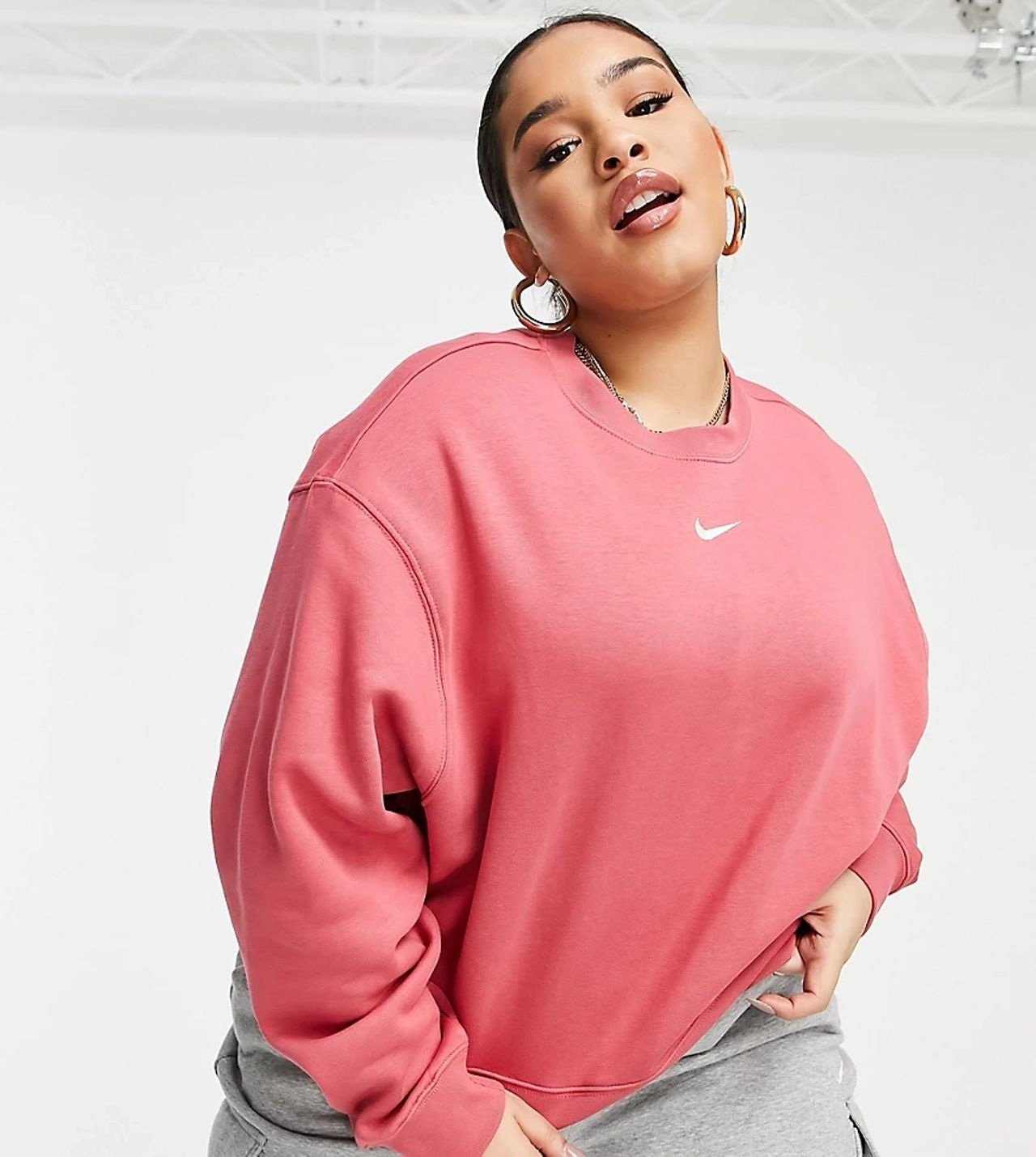 Dámská mikina Nike Essential Sweater Pink Women (Plus Size)|2X