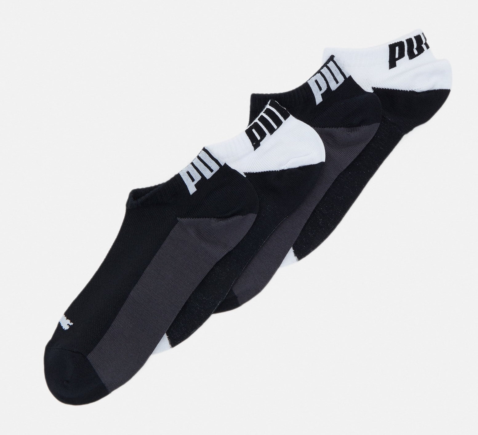 Ponožky Puma Men Back Logo Sneaker 4-Pack Black-White|39-42