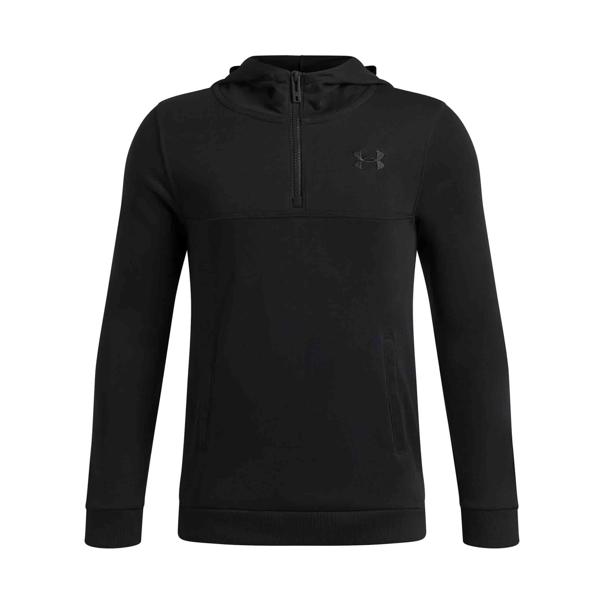Dětské tričko s dlouhým rukávem Under Armour RIVAL LW 1/4 ZIP HOODIE-BLK
