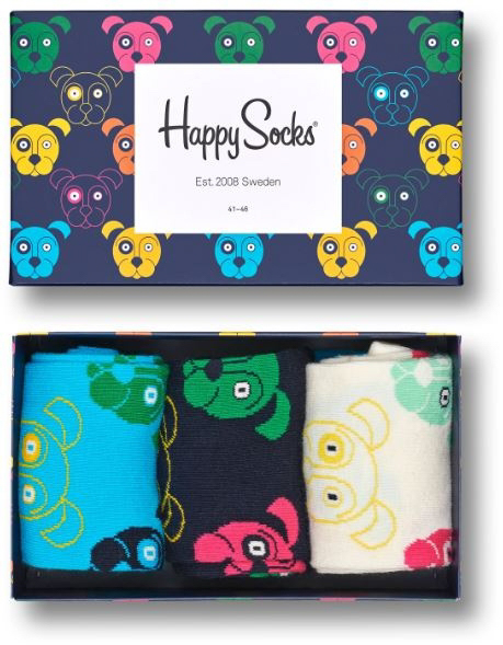 Dárkový box Happy Socks 3-Pack Mixed Dog Socks Gift Set|41-46