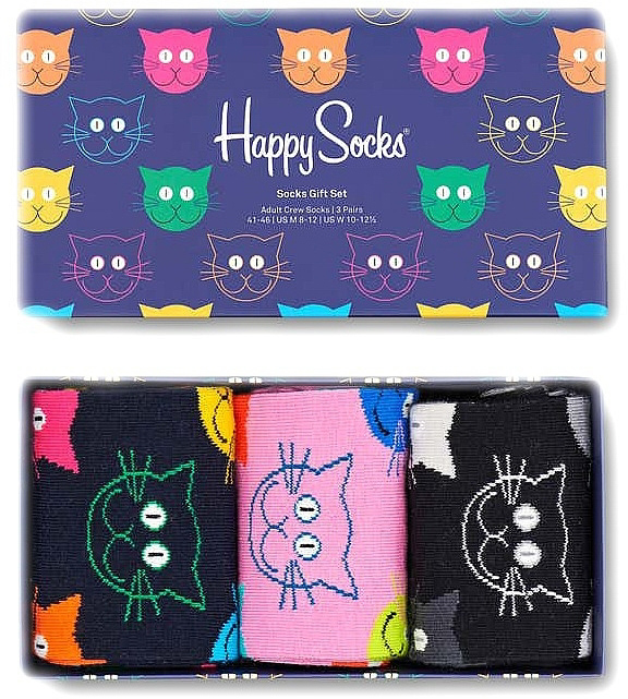 Dárkový box Happy Socks 3-Pack Mixed Cat Socks Gift Set|41-46